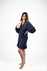 Stylish Navy Blue Ruffled Robe Stylish Navy Blue Ruffled Robe