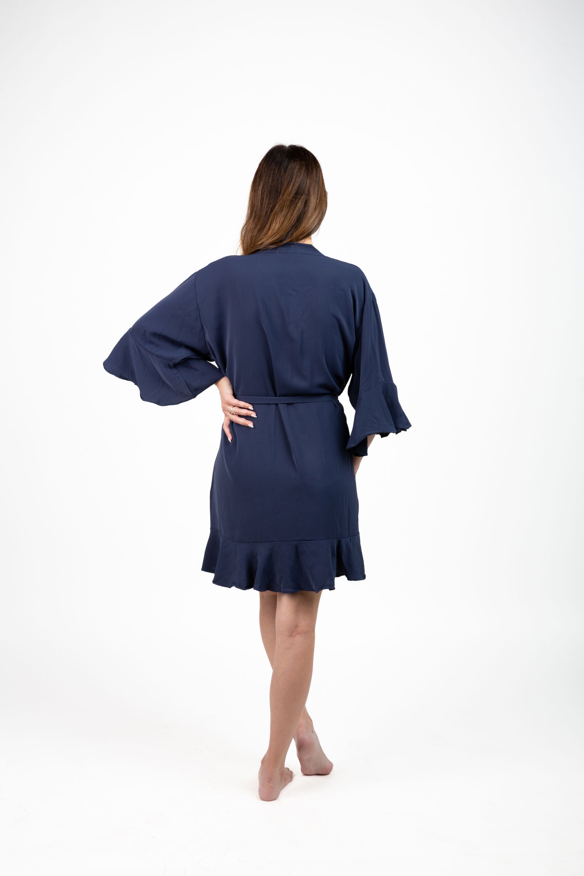 Custom Navy Blue Ruffled Robe Custom Navy Blue Ruffled Robe