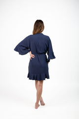 Custom Navy Blue Ruffled Robe Custom Navy Blue Ruffled Robe