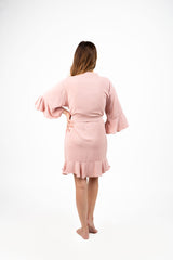 Dusty Pink Ruffled Robe - Back Dusty Pink Ruffled Robe - Back