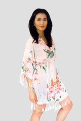 Blush Cotton Floral Robe - Front Blush Cotton Floral Robe - Front