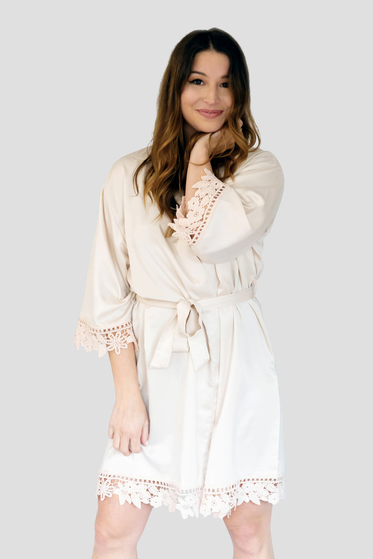 Champagne Solid Color Robe - Front