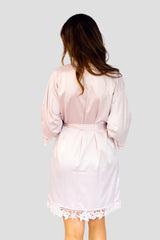 Nude Pink Solid Satin Robe - Back Nude Pink Solid Satin Robe - Back