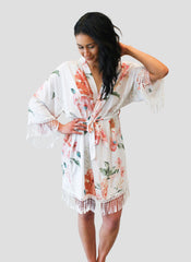White Cotton Floral Robe White Cotton Floral Robe