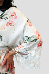White Cotton Floral Robe for Bride White Cotton Floral Robe for Bride