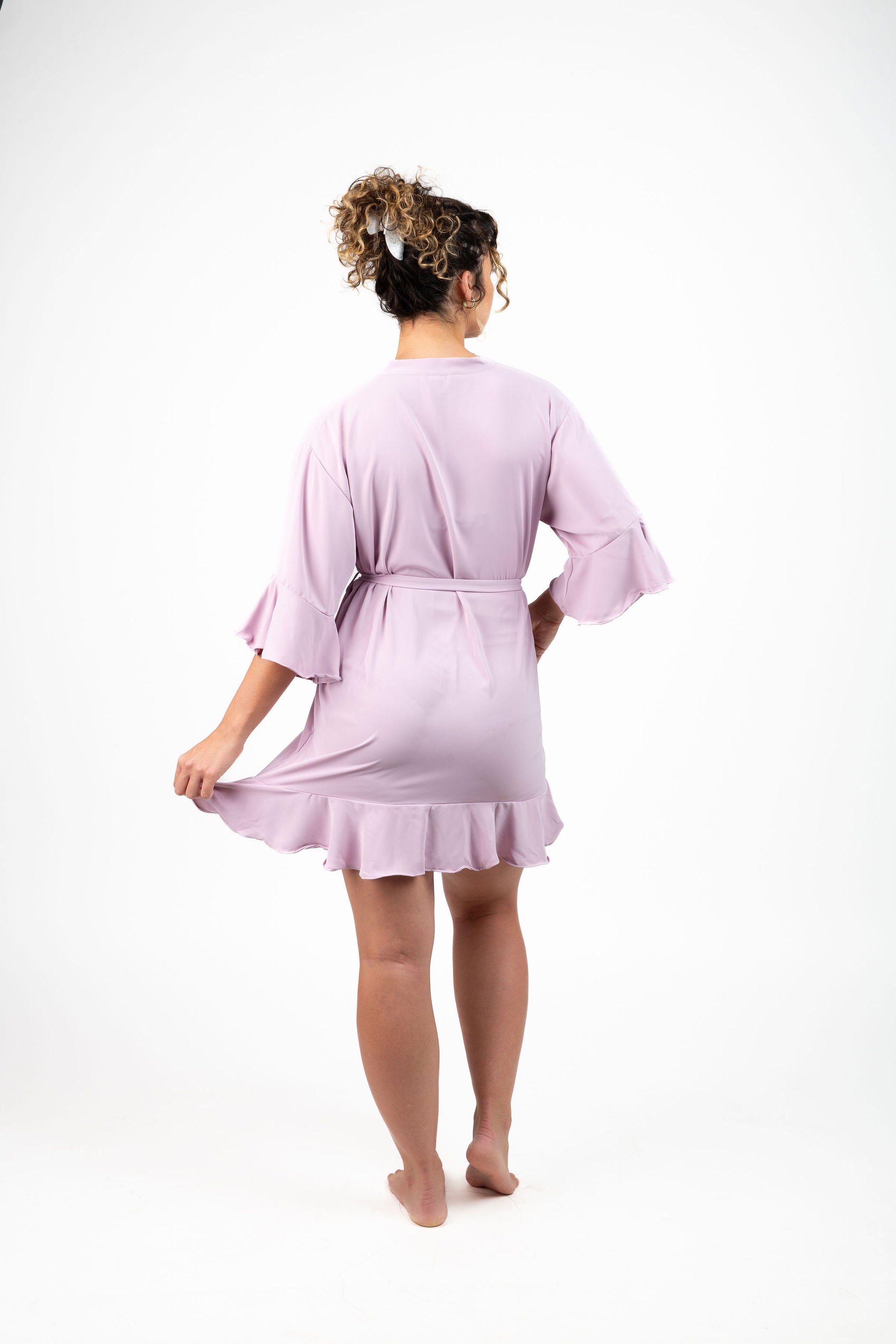 Mauve Ruffled Robe for Bride