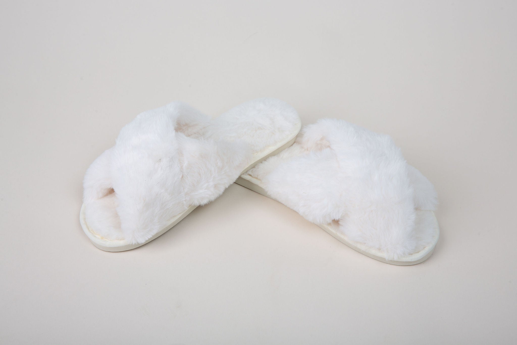 White Fluffy Bridal Slippers 