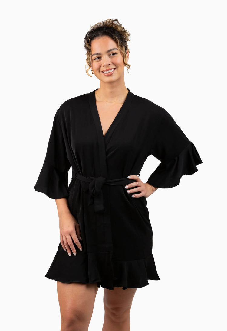 Black Ruffled Robe