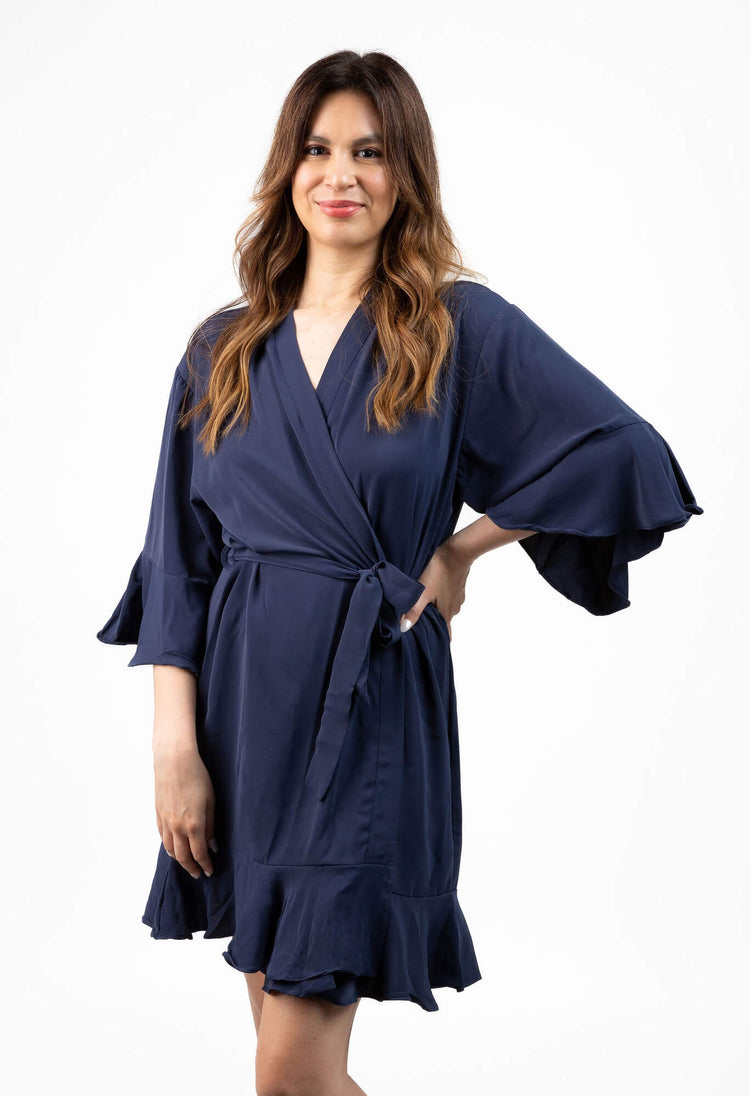 Navy Blue Ruffled Robe