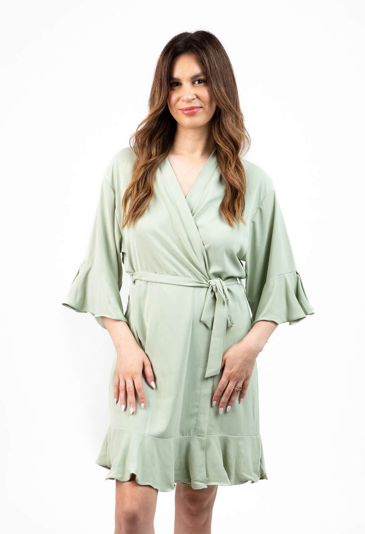 Sage Green Ruffled Robe