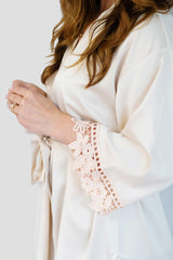 Champagne Solid Color Robe - Lace Sleeve