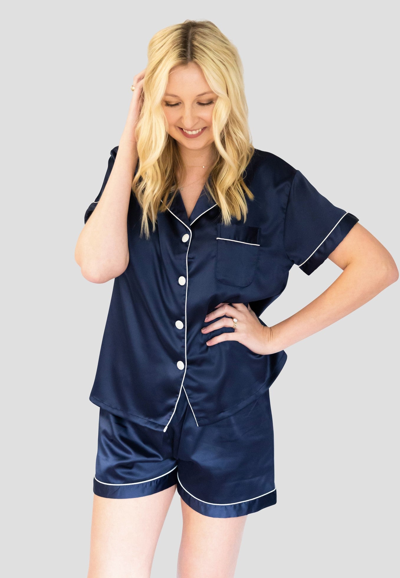 Navy Blue Pajama Set - Front