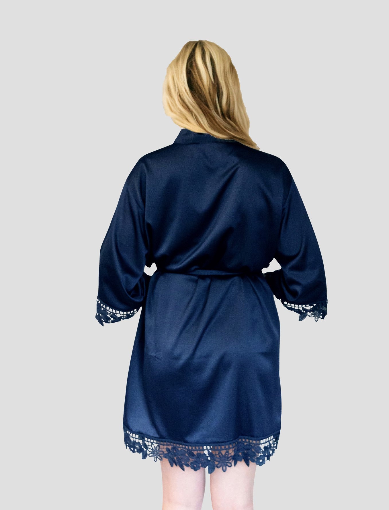 Shop Online Navy Blue Satin Robes for Bride & Bridesmaids